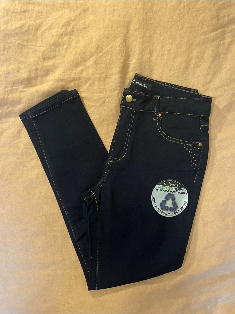 NWT d. jeans Black High-Rise Skinny Jeans with Stud Detail 10P